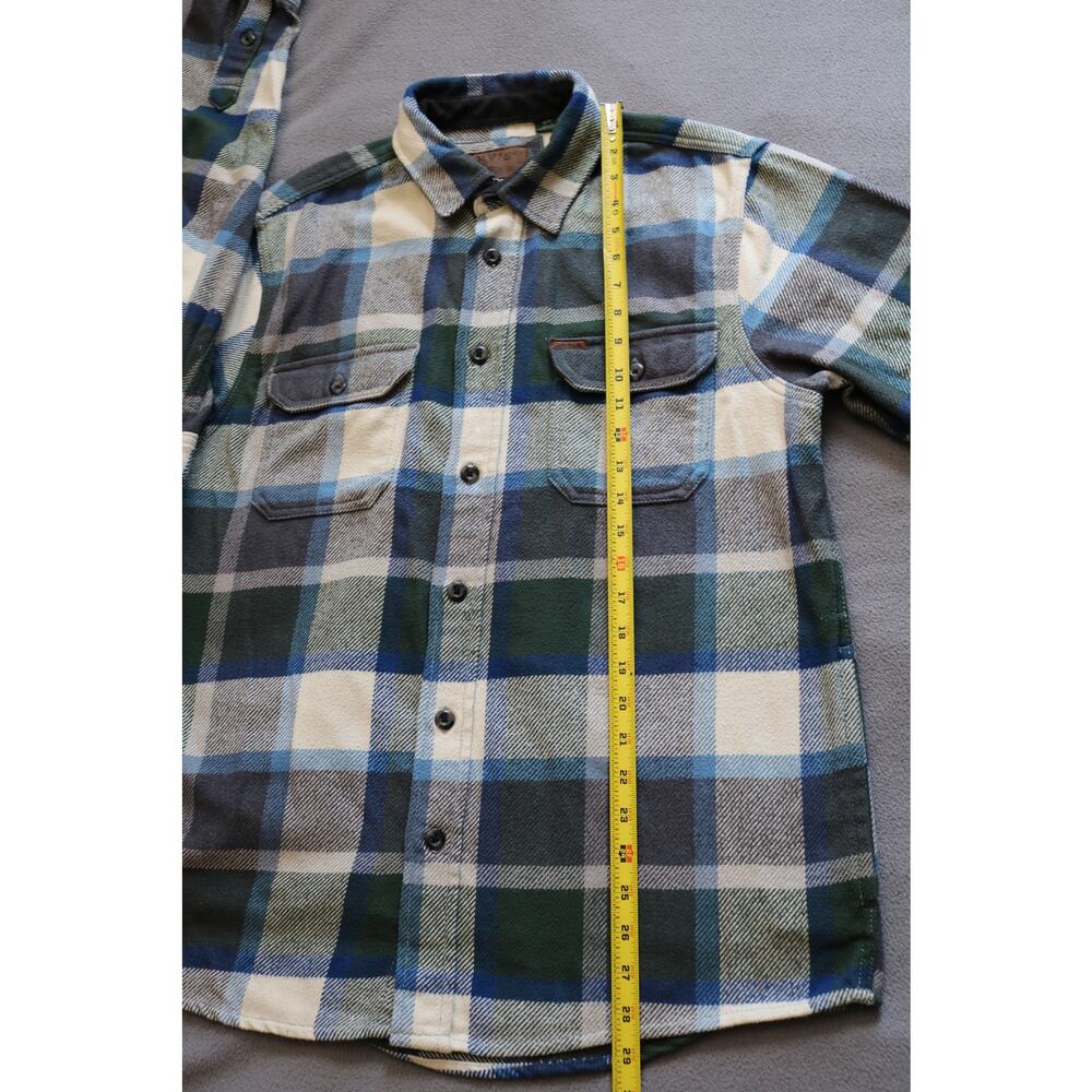 ORVIS Mens Medium Blue Green Plaid Flannel Shirt Long Sleeve Button Down Flap - Picture 4 of 16